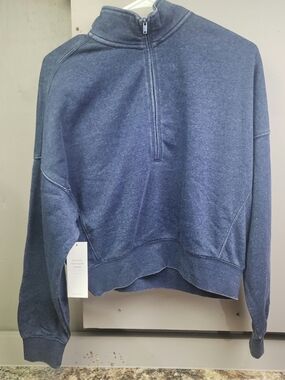 Double Zero Indigo Marled Zip-Neck Pullover